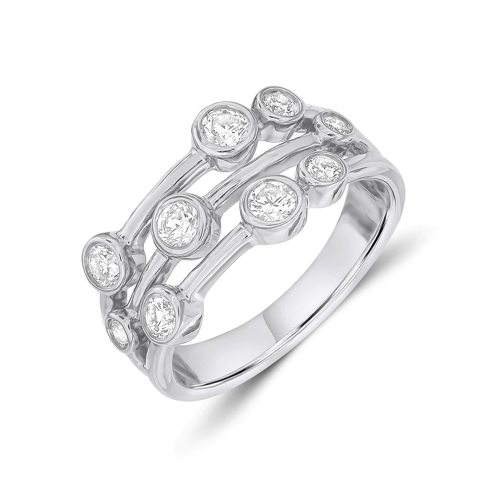 Bubble Design Diamond Three Row Half Eternity Ring - Petite - Aspire Jewellery