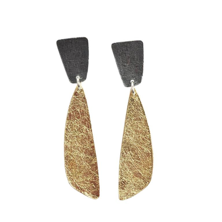 Aztec Blade Two Tone Silver Drop Earrings - Aspire Jewellery