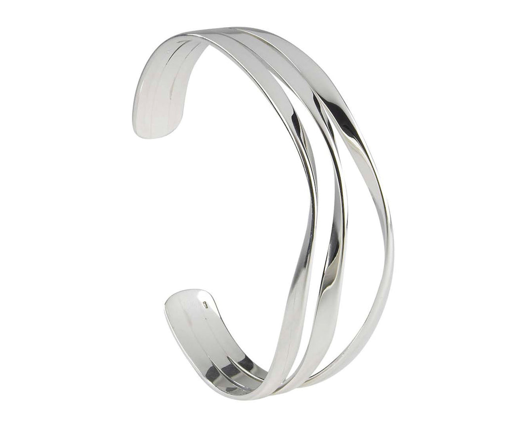 Three Row Twist Flat Torque Bangle - Aspire Jewellery