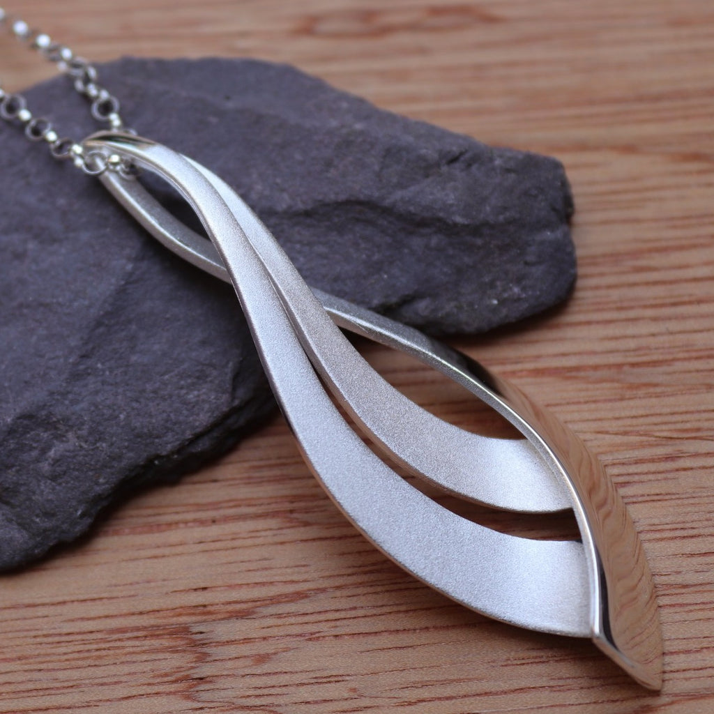 Curved Pendulum Silver Pendant - Aspire Jewellery