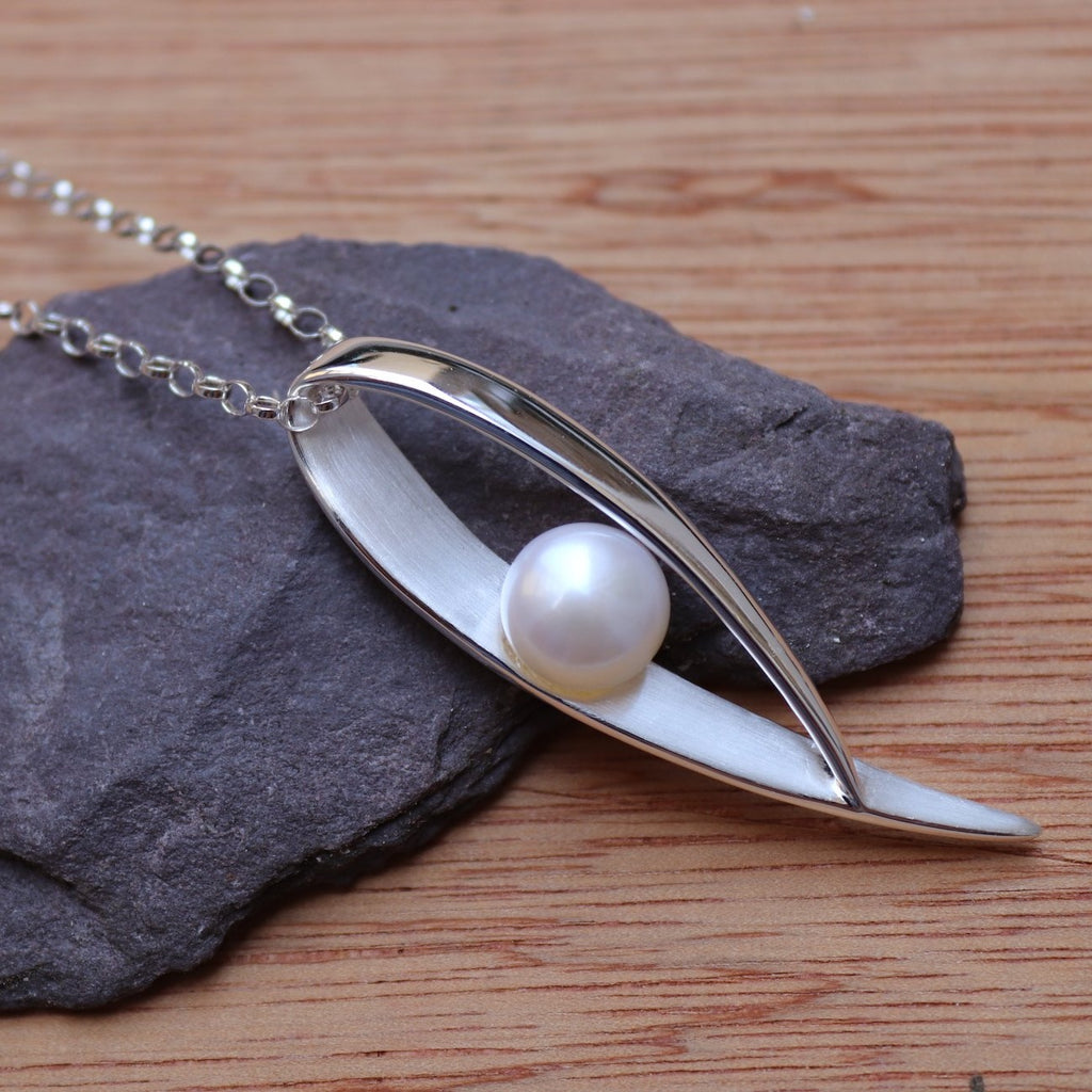 Wrapped Pearl Pendant | Handmade Solid Sterling Silver - Aspire Jewellery