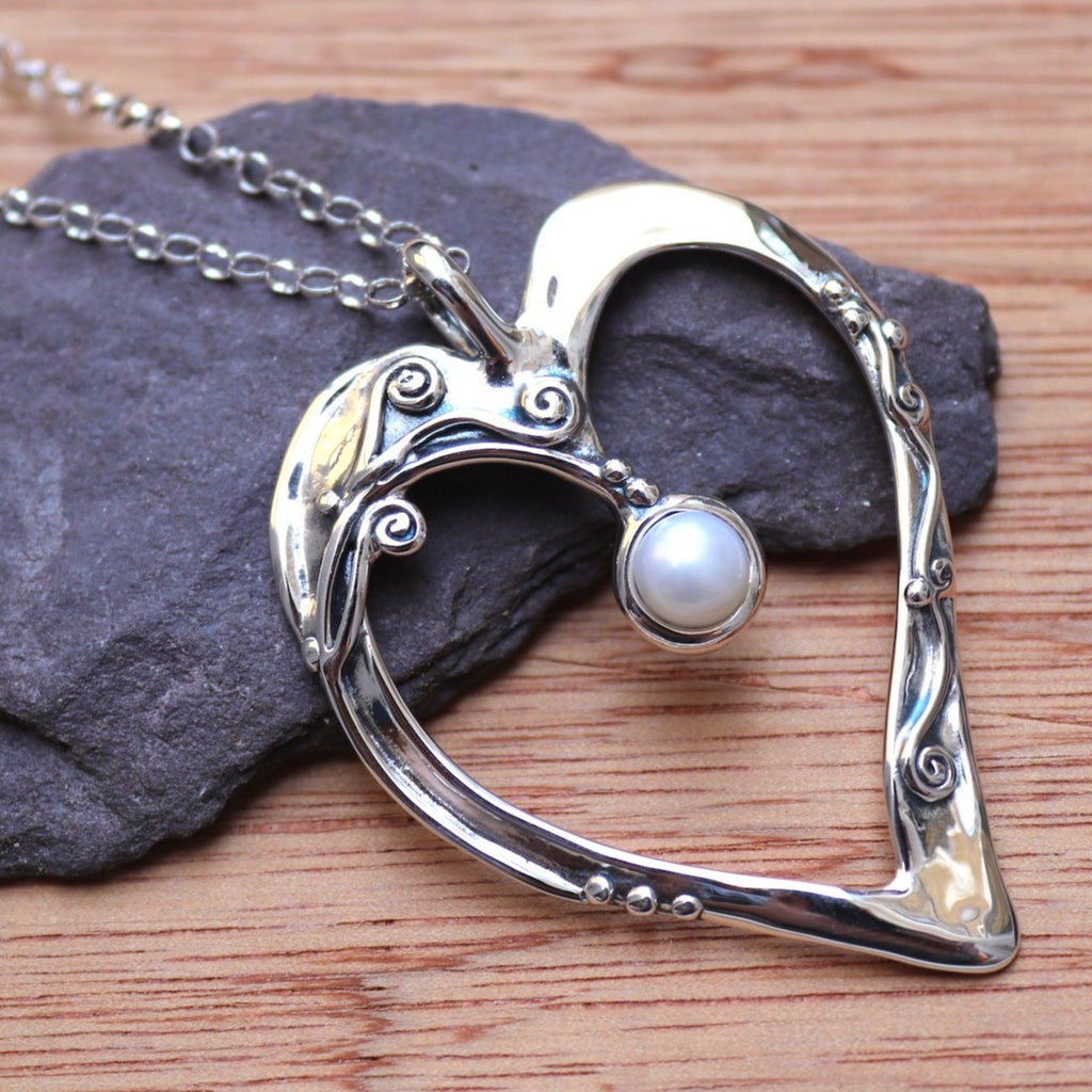 Ocean Heart Pearl Pendant - Aspire Jewellery