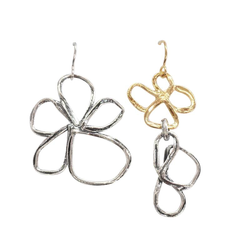 Asymmetrical Flower Statement Drop Earrings - Aspire Jewellery