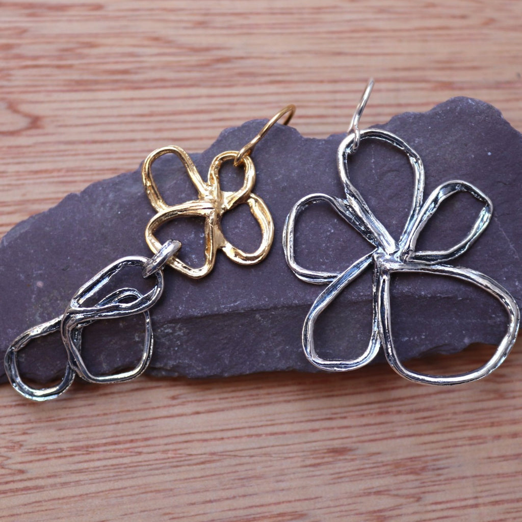 Asymmetrical Flower Statement Drop Earrings - Aspire Jewellery