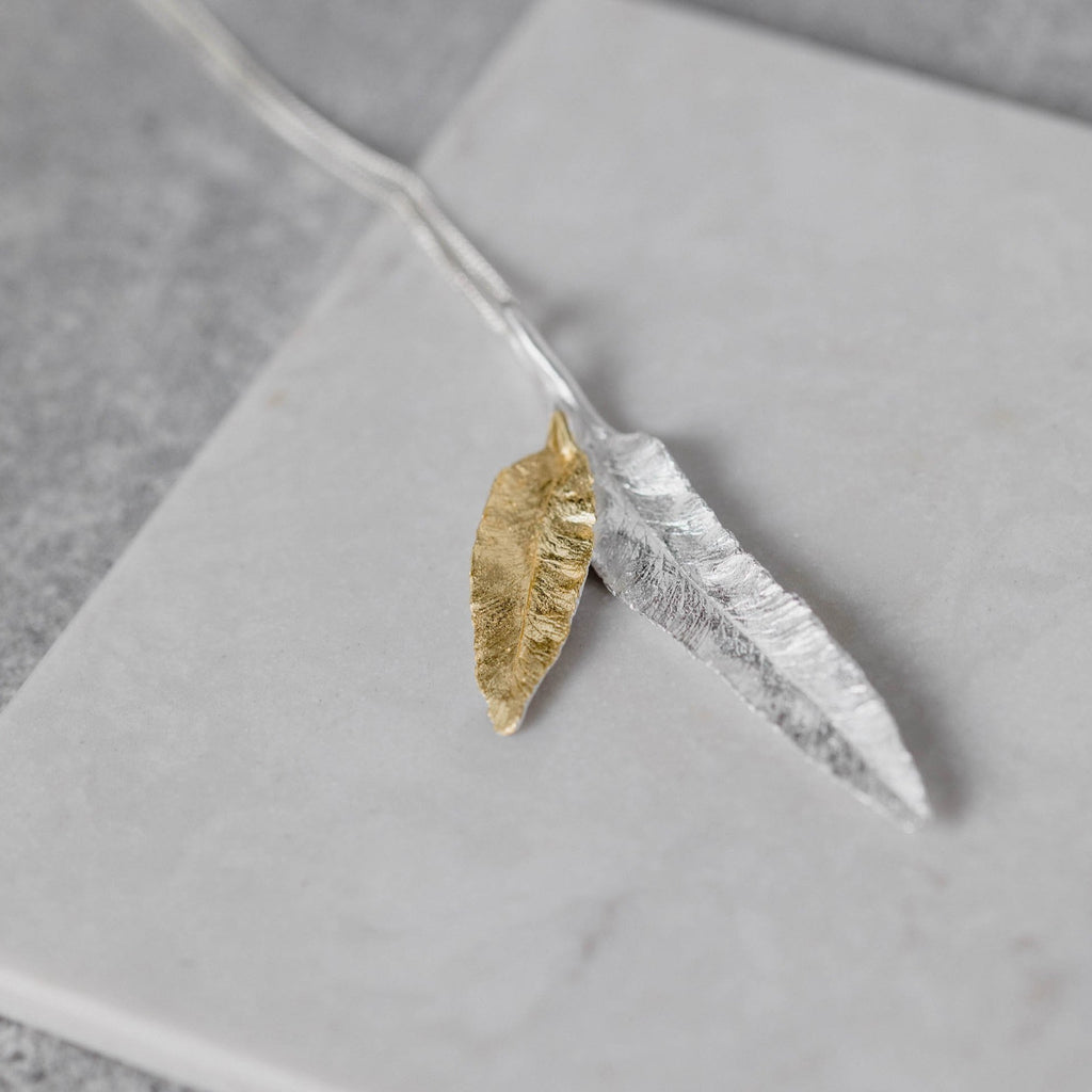 Double Real Leaf Pendant - Aspire Jewellery