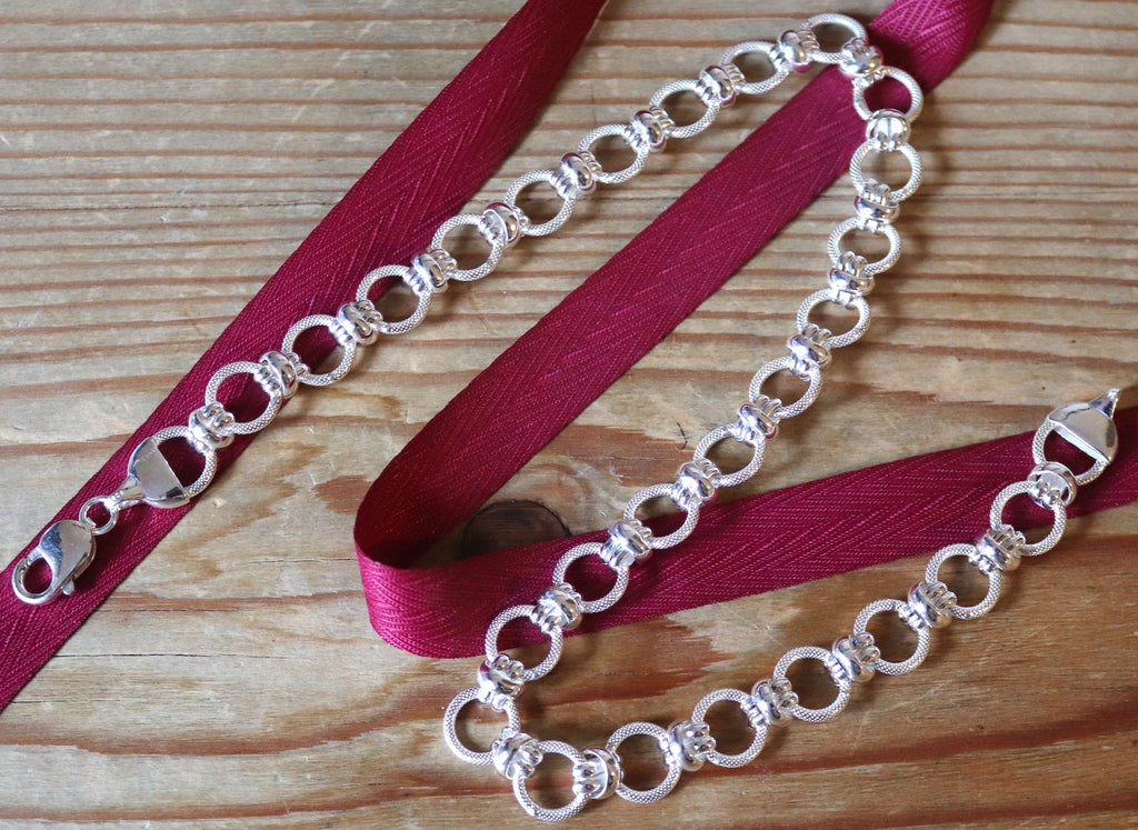 HANDMADE STERLING SILVER CIRCULAR LINK NECKLACE CHUNKY