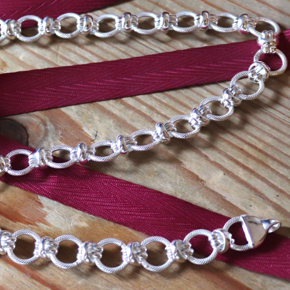 HANDMADE STERLING SILVER CIRCULAR LINK NECKLACE CHUNKY